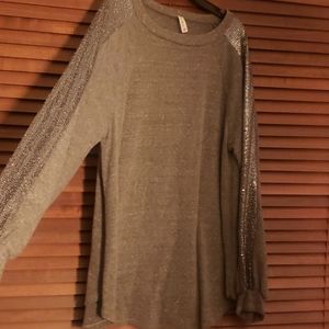 Gray, with sparkle sleeves sweater